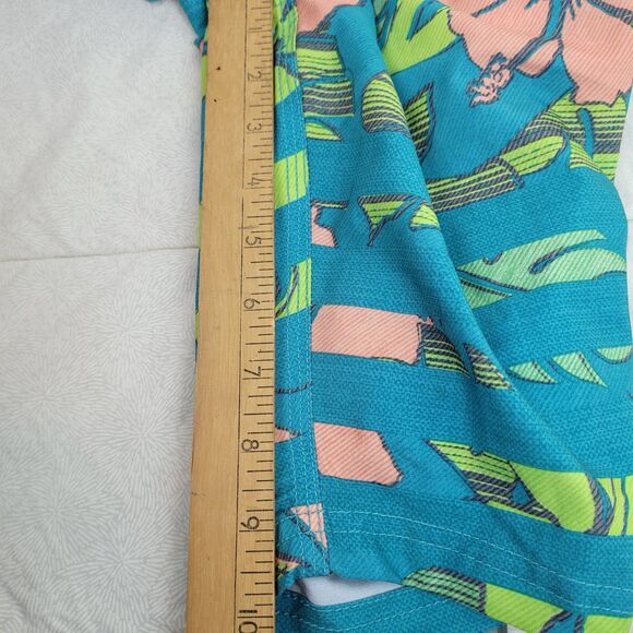 Maui and Sons aqua men's swim trunks pink green Hawaiian tropical print 36 - Picture 6 of 12